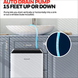 Honeywell TPFIT50APWK 50 Pint Smart Portable Dehumidifier with Alexa Voice Control and Pump, White