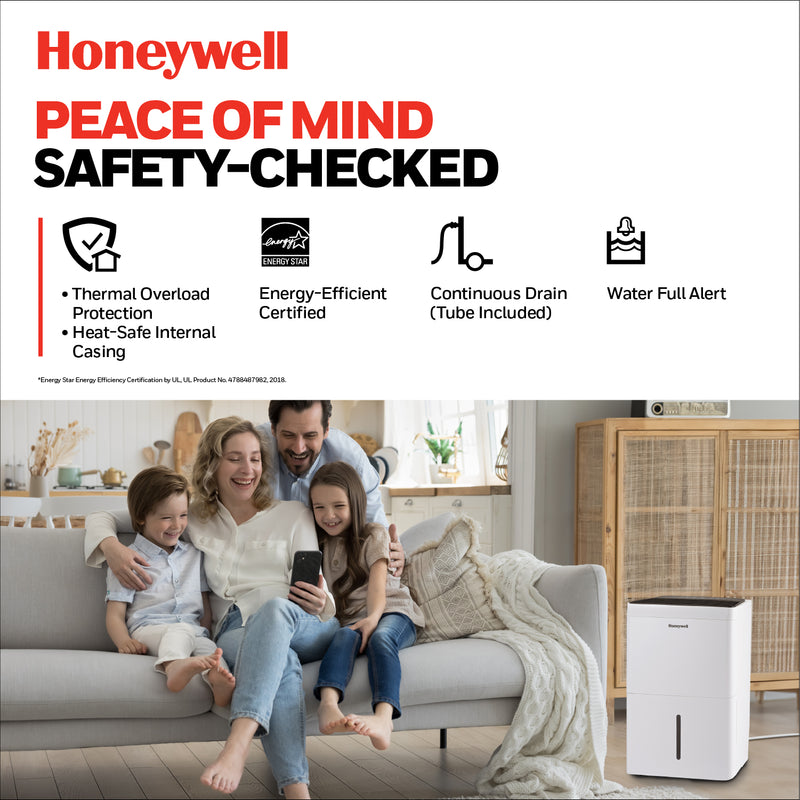 Honeywell TPFIT50PWK 50 Pint Energy Star Portable Dehumidifier with Pump, White