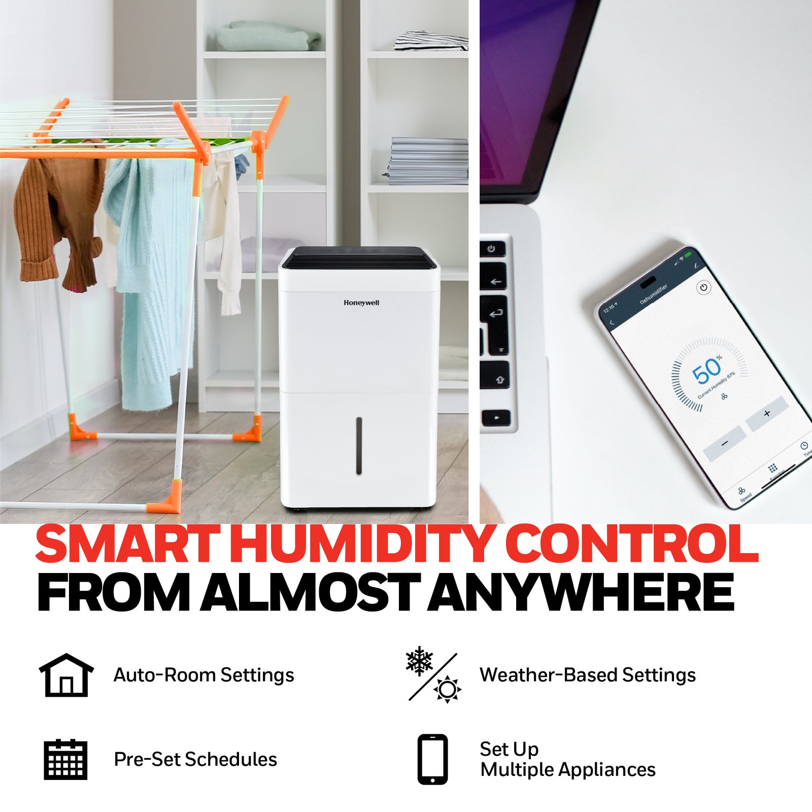 Honeywell 50-Pint Smart Dehumidifier: Alexa-Enabled & Energy Star