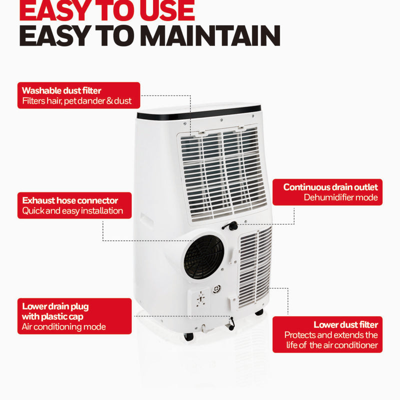 HJ4CESWK9 14,000 BTU (ASHRAE) Portable Air Conditioner with Dehumidifier & Fan