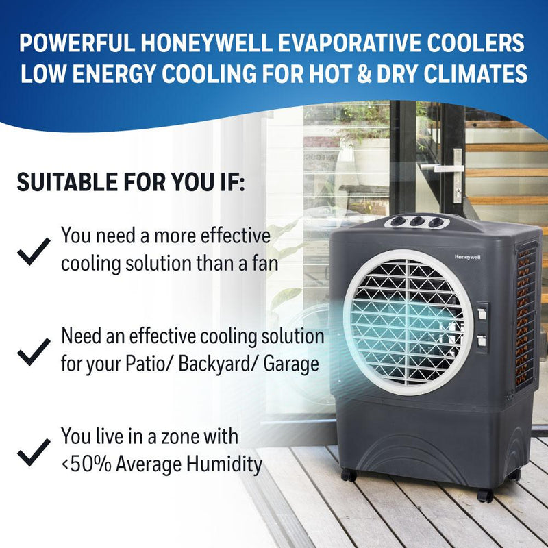 Honeywell CO48PM 1702CFM 1037 sq. ft. Outdoor Evaporative Air Cooler, Gray Evaporative Air Cooler Honeywell 