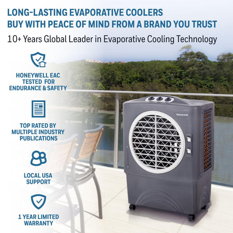Honeywell CO48PM 1702CFM 1037 sq. ft. Outdoor Evaporative Air Cooler, Gray Evaporative Air Cooler Honeywell 