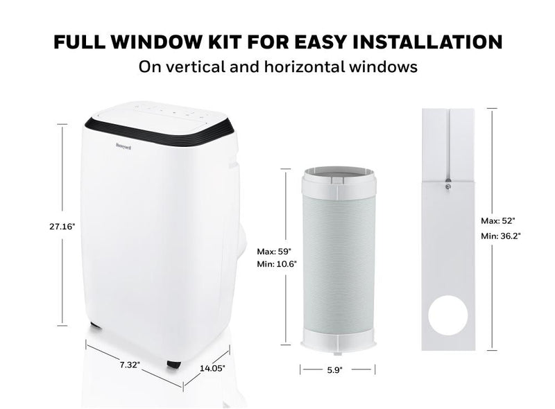 Honeywell HM0CESAWK6 9,900 BTU Portable Air Conditioner, Fan, and Dehumidifier, Cools Rooms Up to 450 Square Feet, Includes Full Window Installation Kit and Drain Tube Portable Air Conditioner Honeywell 