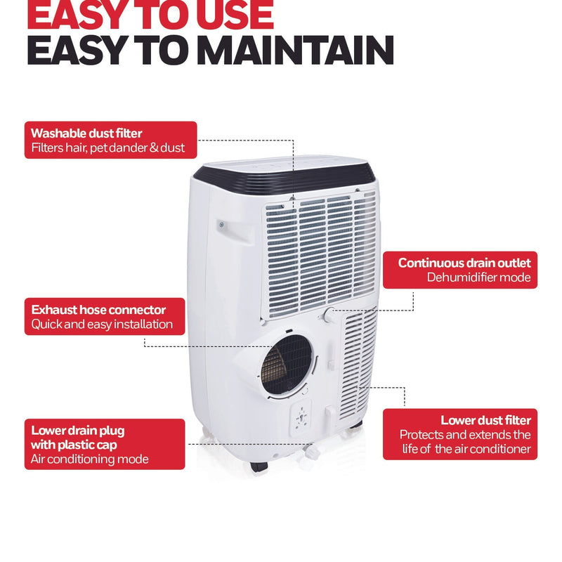 Honeywell HM2CESAWK8 11,000 BTU Portable Air Conditioner, Fan, and Dehumidifier, Cools Rooms Up to 500 Square Feet, Includes Full Window Installation Kit and Drain Tube Portable Air Conditioner Honeywell 
